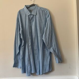 Geoffrey Beene Light Blue Plaid Dress Shirt